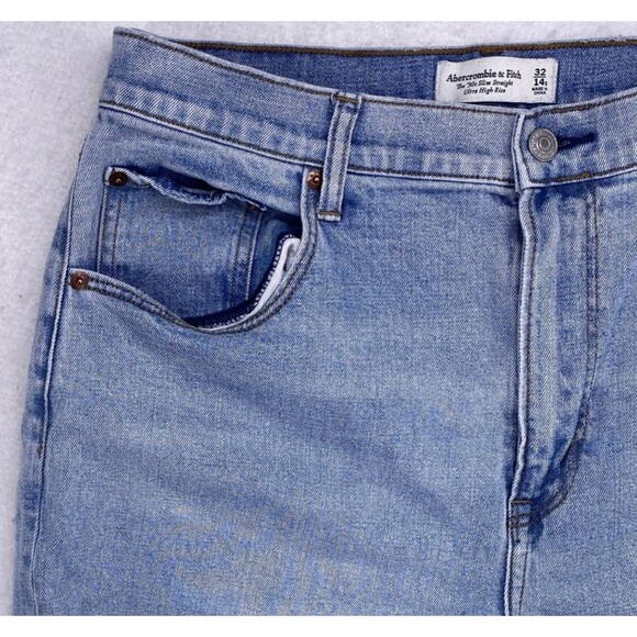 Abercrombie & Fitch 90s Slim Straight Curve Love Jeans Ultra High Rise Size 32 - Picture 3 of 10